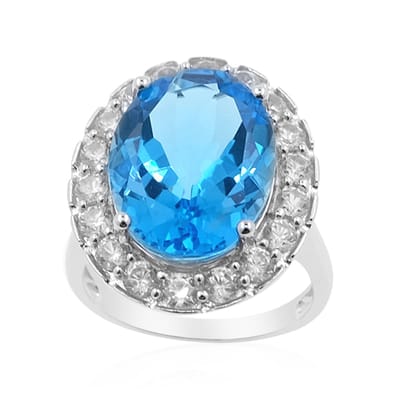 Cavill - 925 Sterling Zilver Ring met 9,675 ct Ovale Marambaia Topaas & 1,62 ct Cambodjaanse Zirkonen - Elegante Braziliaanse Sieraad