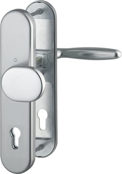 Aluminium deurbeslag 88 mm met lange plaat en cilinderslot voor 42 mm deurdikte