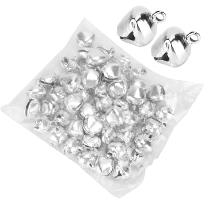 50 pièces Petites Clochettes DIY Mini Minuscules Clochettes en Fer Sonnantes avec Trou pour Artisanat Bijoux Festival Décoration d'AnniversaireArgent argenté