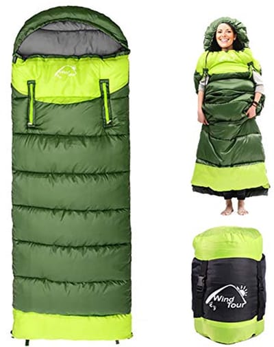 Mummy Slaapzak - Outdoor Slaapzak - Kamperen en wandelen - Twee-weg rits - 75x220 cm - Groen