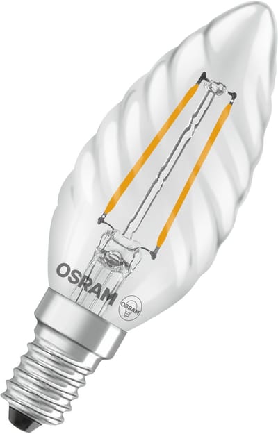 OSRAM LED lamp Star Candle Spiral BW25 Filament, 2700 K warm wit, 1,8 W, E14, helder, 250 lm, 15.000 h, voor kroonluchters, vintage look