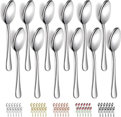dinerlepel 12 stuks, roestvrij staal 18,5cm lepel, dessertlepel, tafellepel, soeplepel, makkelijk schoon te maken, vaatwasmachinebestendig