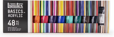 Liquitex 3699395 Basics Acrylverf Set – 48 x 22 ml Tubes | Kunstenaars Acrylverf | Middelmatige Viscositeit | Lichtechte Kleuren voor Schilderen, Canvas & Hobby