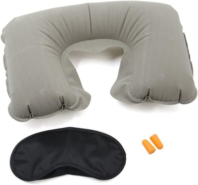 Reis Set - Neksteun en Masker - Comfortabel Reizen - 3-in-1 Kit - 43 x 26 cm - Grijs