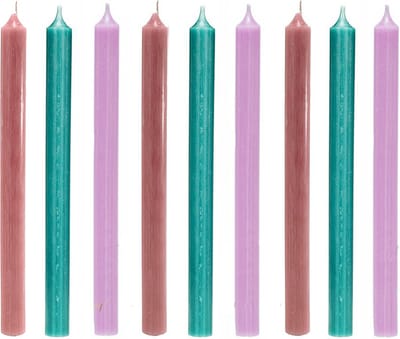 Cactula gekleurde luxe lange dinerkaarsen 28 cm Sweet Tooth - Roze - Turquoise - Lila