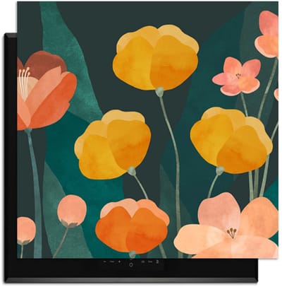 KitchenArt - Evening Garden - Inductie Beschermer - 59x52 cm - Kookplaat Beschermer - Luxe Afdekplaat Inductieplaat - Anti-slip & Oprolbaar - Beschermmat Inductiekookplaat