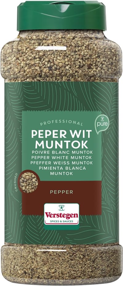 Verstegen - Peper wit Muntok gestampt - Pure - Strooibus large - Peper & zout - 625g