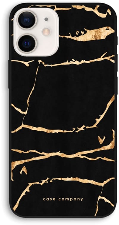 Case Company® - Hoesje geschikt voor iPhone 12 hoesje - Gouden marmer - Biologisch Afbreekbaar Telefoonhoesje - Bescherming alle Kanten en Schermrand