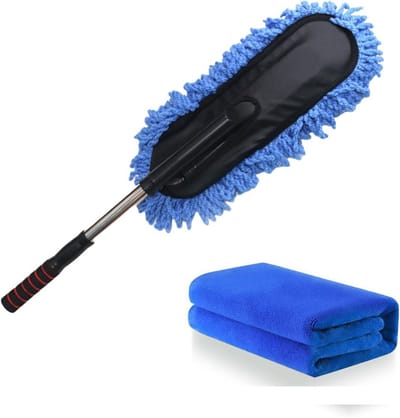 Autostofdoek Set - Auto Duster - Auto Reinigen - Telescopisch Ontwerp - 53-66 cm - Blauw