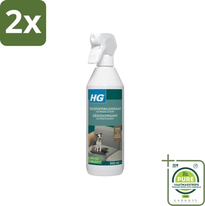 HG - Geurverwijderaar Hond Spray - Extreem Sterk - Werkt Binnen 30 Minuten - 100% Biologisch - 500 ml - Voordeelverpakking - 2 stuks - Geurverwijderaar hond - Hondengeur