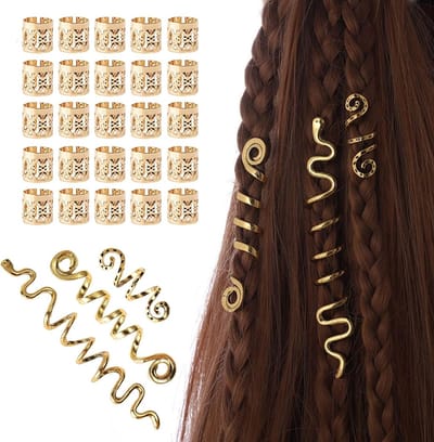 Piraten Haaraccessoires: Spiralen Haarspelden, Ringen voor Vlechten, Verstelbare Haaraccessoires voor Mannen en Vrouwen, 28 Stuks