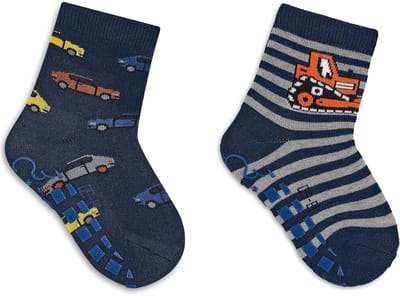 Babysokjes - Slofsokken Antislip - Veilig Lopen - Dubbele Verpakking - 0-24 Maanden - Multicolor