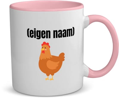 Akyol - kip met eigen naam koffiemok - theemok - roze - Kippen - kippen liefhebbers - iemand die houdt van kippen - verjaardag - cadeau - kado - 350 ML inhoud