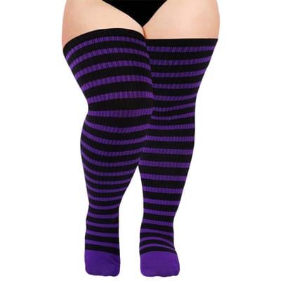 Dames Collectie Gekleurde Plus Size Dikke Dijhoge Sokken Grote Meisjes Acryl Garen Stretch Effen Kleur Beenwarmers Lange Sokken No THIGH BELT black