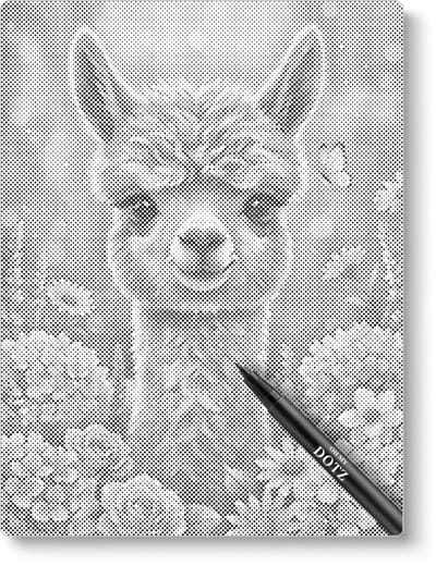 Alpaca met Bloemen | Dot painting | 30x40cm | Dot painting | Oh My Dotz | Dots stippen | Diamond painting & Schilderen op nummer alternatief | Happy hobby