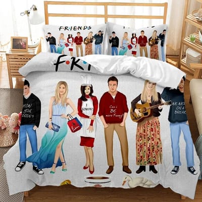 Vrienden Voor Altijd Beddengoed Dekbedovertrek Met 2 Kussens Eenvoudige Stijl Beddengoedset Ontspannen Zacht Queen Size Modern Huis Patroon Stijl EU King 240x220cm