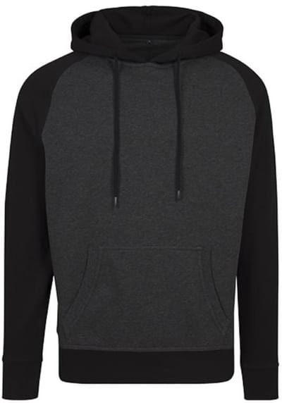 Build Your Brand - Raglan Hoodie - Charcoal (Heather)/Black maat M