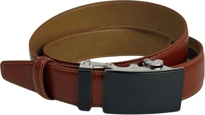 Leren heren riem lichtbruin met een automatische gesp – Heren riem cognac - Maat 135 cm (Taillemaat tot 115 cm)