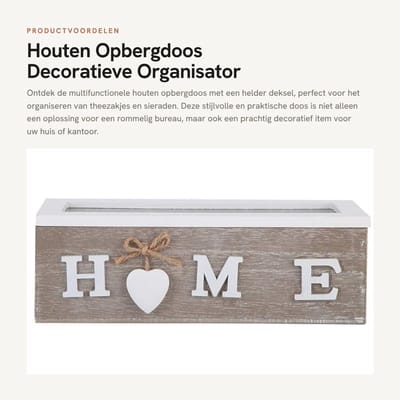 Dailygoods- Opbergdoos Houten - Opbergdoos met Dekkende Deksel - Opbergdoos voor Theezakjes/Juwelen - Decoratieve Opbergdoos - Multifunctionele Opbergdoos - 2/3 Compartimenten - Opbergbox