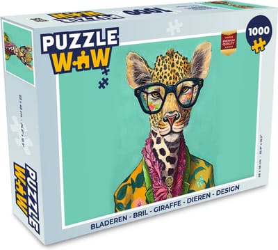 Puzzel Bladeren - Bril - Giraffe - Dieren - Design - Legpuzzel - Puzzel 1000 stukjes volwassenen