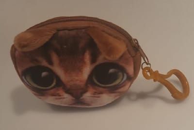 Portemonnee Dames met leuke afbeelding van kat / poes - Meisjes - Portemonnee Kinderen - zacht velours 9 x 9.5cm - handig voor bijv. klein geld, usb-stick, sleutel, lippenstift, etc. Voor uzelf of Bestel een Cadeau.