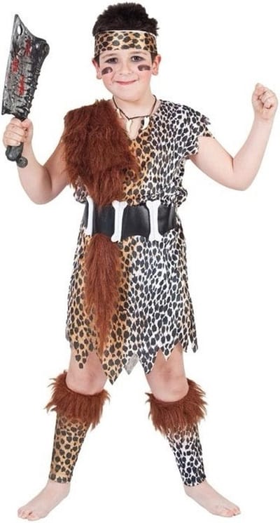 Holbewoner pre-history thema kostuum - voor kinderen - verkleedkleding carnaval 128/140