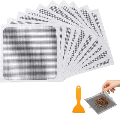 Haarzeef voor douche, 40 stuks + schraper, wegwerpafvoer, haarvanger, zelfklevend, 15 x 15 cm, doucheafvoer, filter tegen verstoppingen, voor douchegoot, badkuip en keukenafvoer