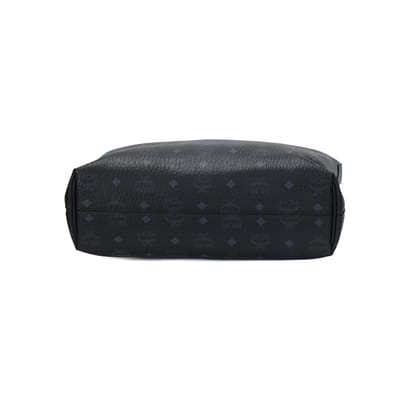 MCM Aren Visetos schoudertas met 24-karaats verguld messing beslag, gecoat canvas en leer, grote dameshandtas, zwart MWHESTA02BK001 Basic Set (Bag+Dust Bag) gray