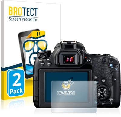 BROTECT - Screenprotector voor Canon EOS 77D - Folie Beschermfolie transparant 2 Stuks
