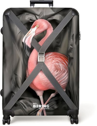 NoBoringSuitcases.com® - Koffer groot - Reiskoffer lichtgewicht - Flamingo mee op reis - Rolkoffer met 4 wielen - Grote trolley XL - 98 liter bagage