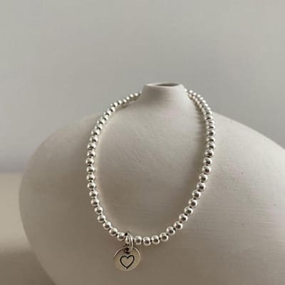 Bracelet en argent sterling 925 avec perles carrées en forme de cœur pour femme, simple et tendance, style coréen