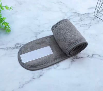 CHPN - Haarband - Haarband voor make-up - Make-up - Spa haarband - Hoofdband - Gezichtsreiniging - Schoonheidsspecialiste Producten - Grijs/Glimmend/Gemakkelijk te Gebruiken - Klittenband
