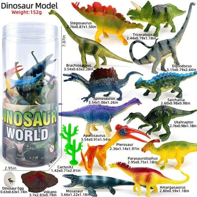 Ensemble de 12 Dinosaures Jurassiques Tricératops, Ptérosaures, Mosasaures, Stégosaure Modèle Figurines d'Action PVC Collection Jouet Cadeaux pour Enfants