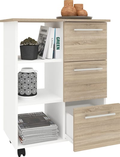Houten keukentrolley Serveerwagen Rollende trolley Legplank Oprolbare wielen Lade Esilo L