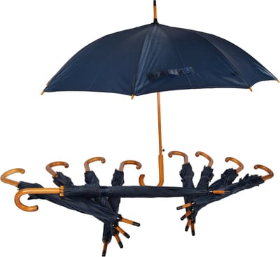 Paraplu Set van 10 Luxe Navy Blauwe Automatische Paraplu met Houten Handvat - 98cm Diameter | Waterdicht en Windproof | Unisex