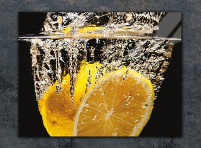 TMK ArtDeko Series - Snijplank van gehard glas - 30x22 cm - Motief: Citroen - UV-gedrukte kleuren