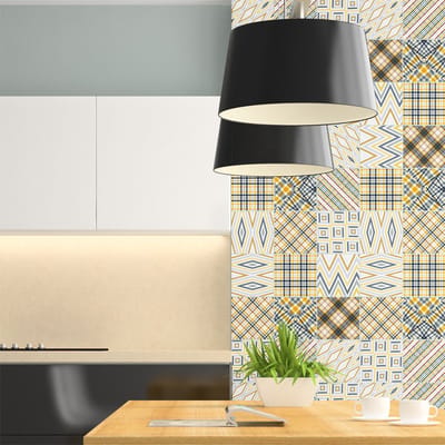 Zelfklevende tegelmuurstickers voor keuken en badkamer - 9 Scandinavische/Zweedse tegelstickers - 9 stickers van 10x10 cm