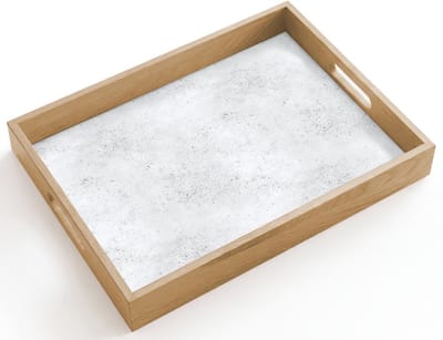 Dienblad hout 40x30 cm - Schootdienblad - Lichtgrijs - Betonstructuur - Subtiel - Borrelplank rechthoek - Plateau dienbladen