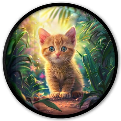 Poster in lijst Rond - Fotolijst 40x40 cm - Posters - Kat - Huisdier - Natuur - Ronde posterlijst zwart - Decoratie - Wanddecoratie woonkamer - Muurdecoratie slaapkamer