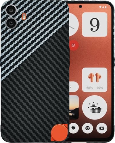 Hoesje geschikt voor Nothing CMF Phone 1 - Techsuit Carbonite FiberShell Carbon Back Cover - Wit/Zwart