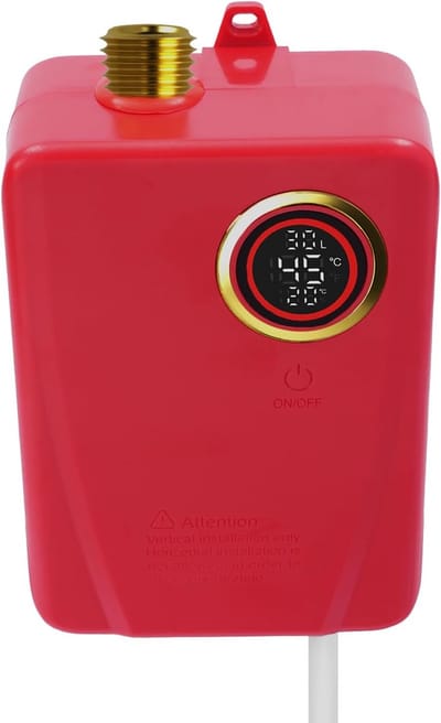 Elektrische doorstroomboiler - Direct warm water - Keuken en badkamer - Digitaal display - 35 kW 220V - rood