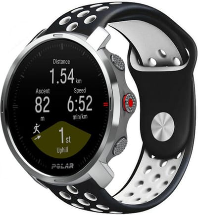 Strap-it Siliconen sport bandje - geschikt voor Polar Grit X / Grit X Pro / Vantage M / M2 / M3 / V3 - zwart/wit