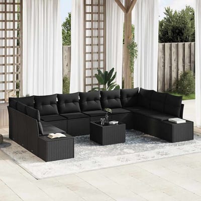 vidaXL Tuin Sofa Set 11 st Zwart poly rattan