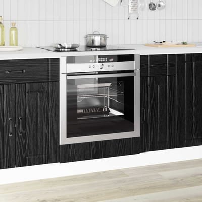 vidaXL - Ovenkast - LUCCA - Zwart - eiken - 60 - x - 46 - x - 81,5 - cm - Bewerkt - hout