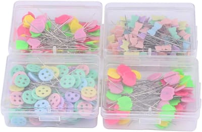300 stuks rechte spelden bloemvormige knop hoofdspelden, diverse kleuren decoratieve naaispelden voor naaister ambachtelijk naaien, platte knoop & bloemhoofdspelden