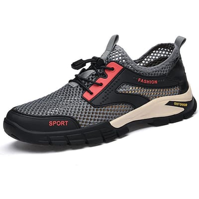 Zomer Herenschoenen Nieuw Mesh Ademend Zachte Zool Mesh Antislip Vrije Tijd Sport Outdoor Grote Maat Wandelschoenen 45 grijze kleur