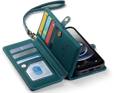 CaseMania Bookcase hoesje geschikt voor iPhone 17 Pro Max - Effen Groen - Kunstleer - XXL Bergruimte - Portemonnee met 10 Vakjes voor Pasjes