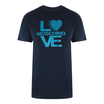 Love Moschino Heren Liefde Katoenen T-Shirt (Marineblauw)
