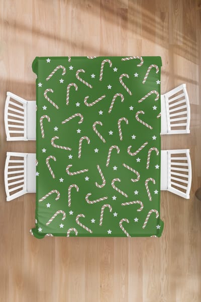 Kerst Tafelkleed - Kerstmis Decoratie - Tafellaken - Kerstmis - Patronen - Zuurstok - Sterren - 130x200 cm - Kerstmis Versiering - Tafeldecoratie Kerstmis - Kerstdecoratie tafel - Tafelversiering