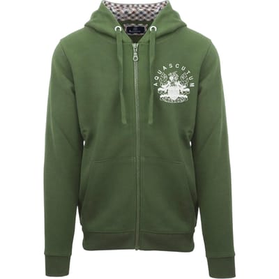 Aquascutum Heren Relaxed Fit Full Zip Hoodie (Militair Groen)